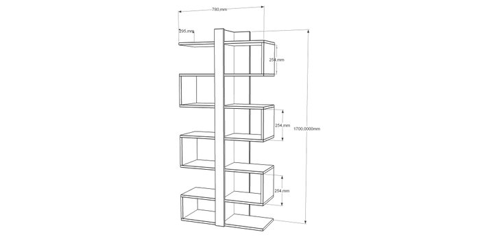 Hanah Home Estantería de Roble Moderna 78x170x29.5 cm, 100% Tablero Partículas Recubierto Melamina, Color Sólido